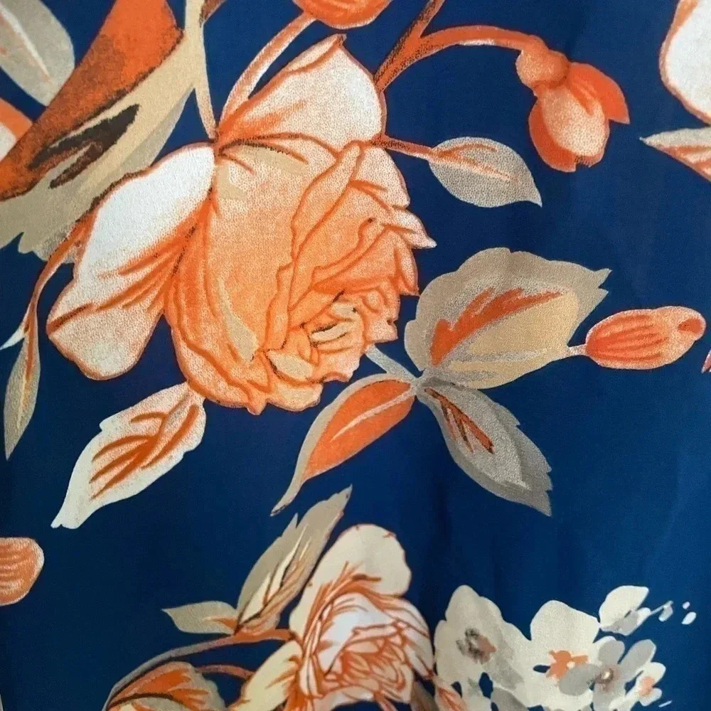 Navy Floral Bell Sleeve Top - Picture 5 of 11